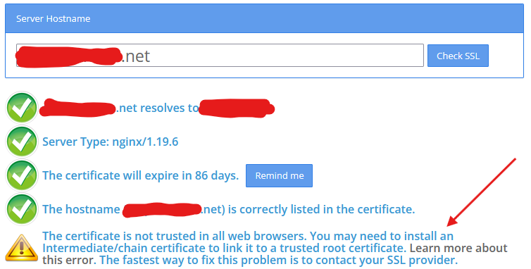 Partial Chain Certificate